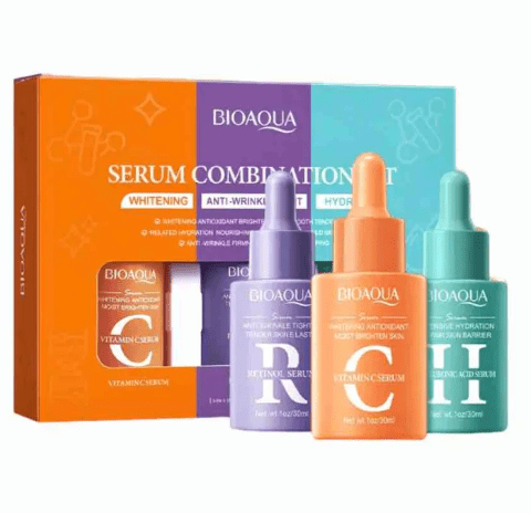Bioaqua 3 - in - 1 Facial Serum Set – Vitamin C, Retinol & Hyaluronic AcidFlexora Gadgets