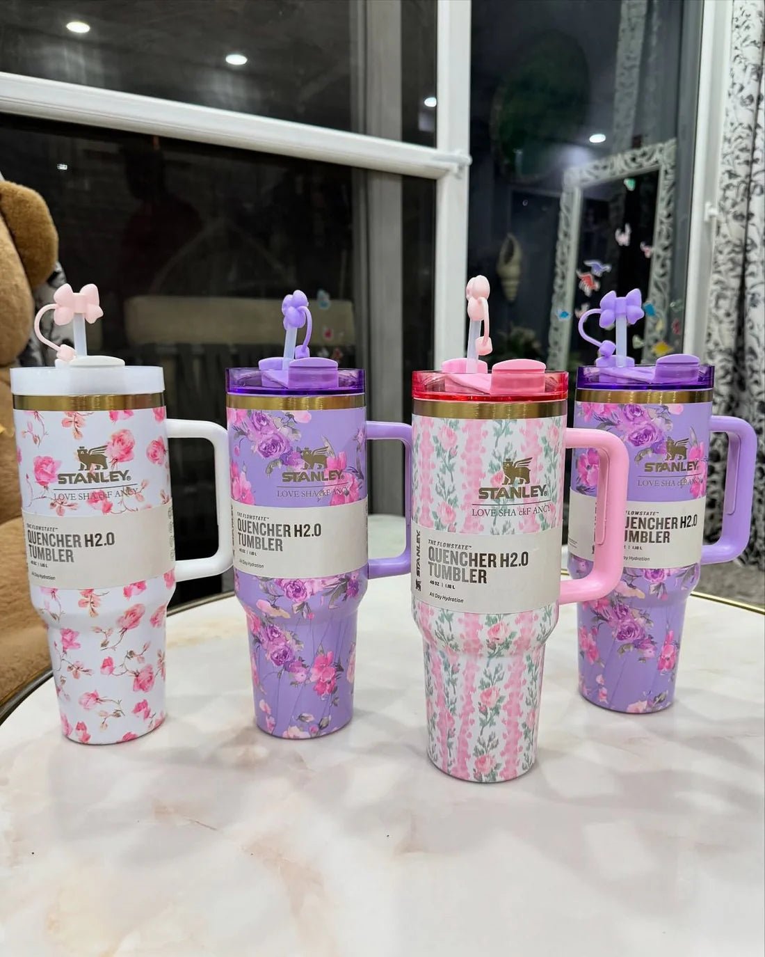 Stainless Steel Flower Tumbler - Floral Design, Durable & Stylish (1.18L)Flexora Gadgets