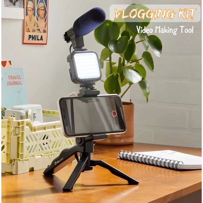 3 in 1 Vlogging Kit with LED Light Mic and RemoteFlexora Gadgets