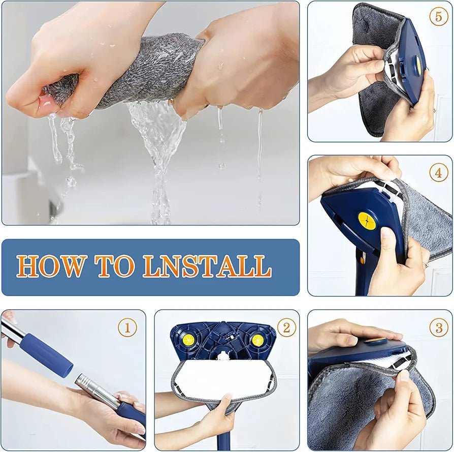 4 in 1 Triangle Mop 360 Adjustable For Cleaning Doors - Ratable - Adjustable - Mop - Brooms - Pocha - Pocha for houseFlexora Gadgets