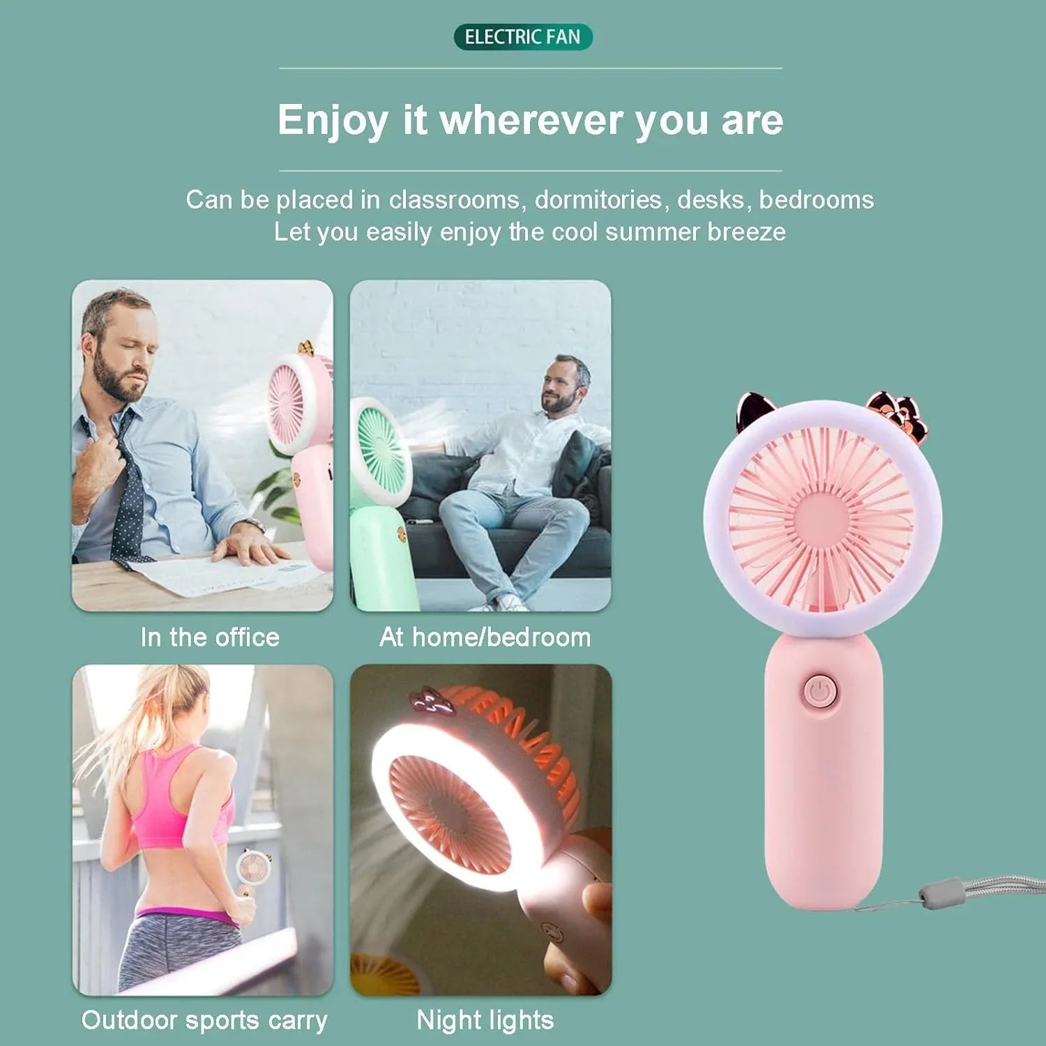 Mini Rechargeable fan with LED LightFlexora Gadgets