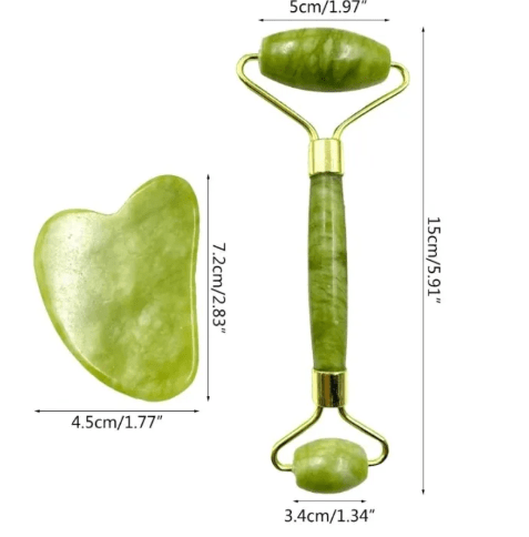 Natural Jade Roller & Gua Sha Set – Anti - Aging Facial Massage ToolFlexora Gadgets
