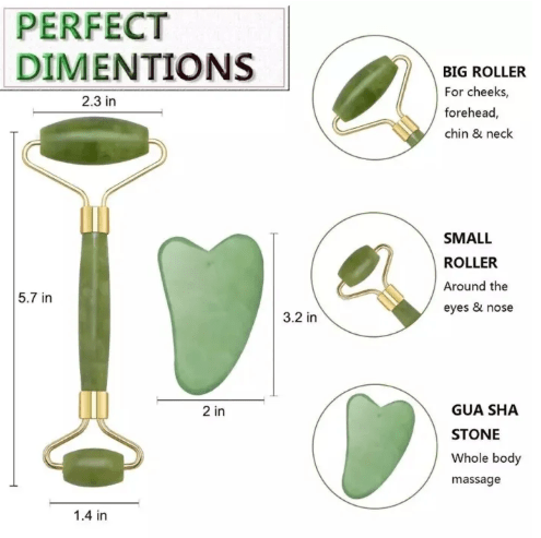 Natural Jade Roller & Gua Sha Set – Anti - Aging Facial Massage ToolFlexora Gadgets