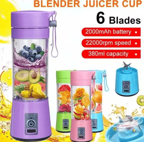 Portable USB Rechargeable 6 - Blade Juicer BlenderFlexora Gadgets
