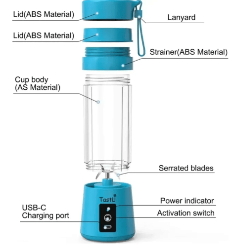 Portable USB Rechargeable 6 - Blade Juicer BlenderFlexora Gadgets