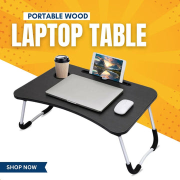 Portable Wood Laptop Table for Bed – Folding Desk for Gaming & Home UseFlexora Gadgets