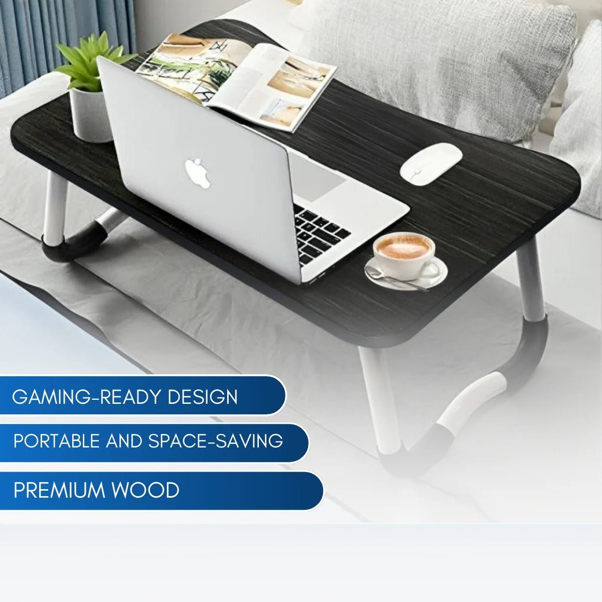 Portable Wood Laptop Table for Bed – Folding Desk for Gaming & Home UseFlexora Gadgets