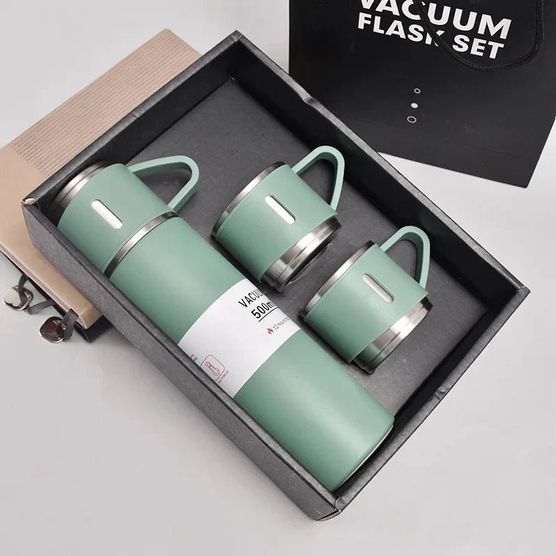 Steel Vacuum Flask Set with 3 Steel Cups - 500mlFlexora Gadgets