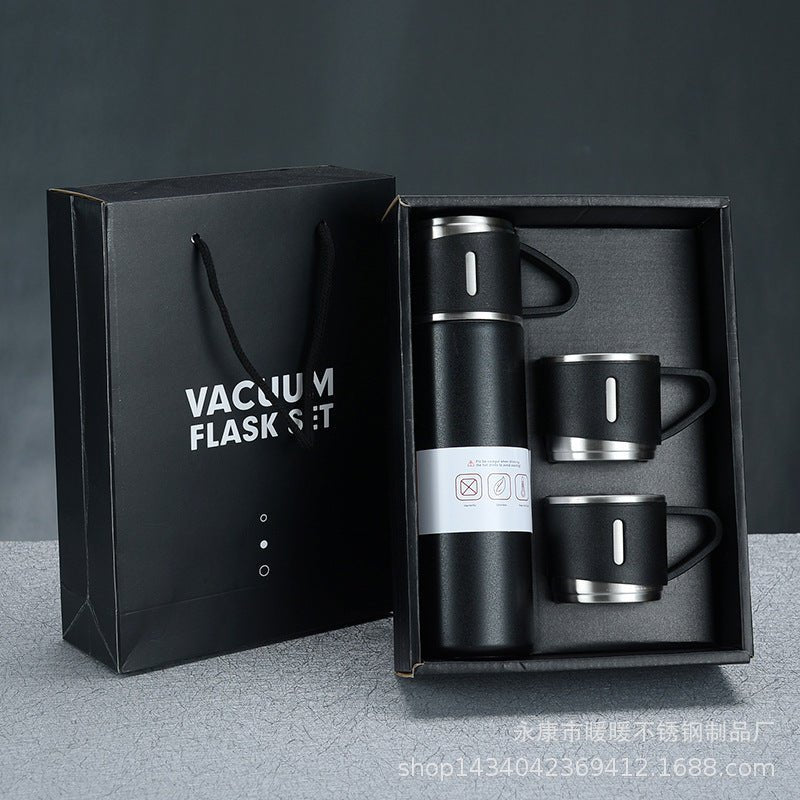 Steel Vacuum Flask Set with 3 Steel Cups - 500mlFlexora Gadgets