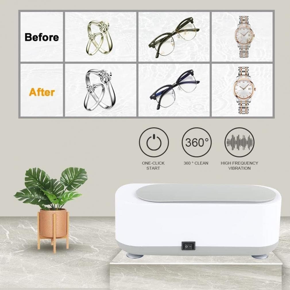 Ultrasonic Jewelry Cleaner,Portable Professional Household Ultrasonic Cleaning Machine Ultrasonic Cleaner Machine for Jewelry Ring Necklaces Eyeglass Watches Razors Makeup Brush DenturesFlexora Gadgets